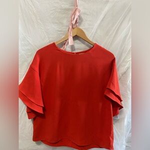H&M Vibrant Red Flutter Sleeve Blouse - Size 6 - Modern Classic *GUC